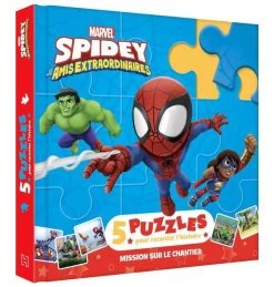 Disney Marvel Spidey Et Ses Amis Extraordinaires : 5 Puzzles Pour Raconter L'histoire : Mission Sur Le Chantier